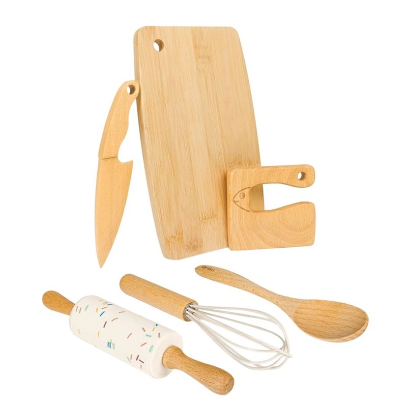 ABUG-Wooden Kids Knife And Tod - Kitchen Kids Baking Set ulasan dan harga